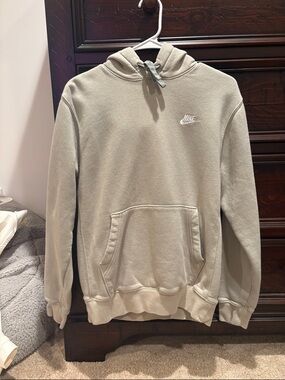 Nike Men's Sage Green Pullover Hoodie with Embroidered Logo